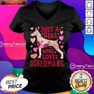 Flower Just A Girl Who Loves Dobermans V-neck