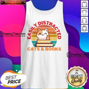 Easily Distracted Cats And Books Vintage Tank Top