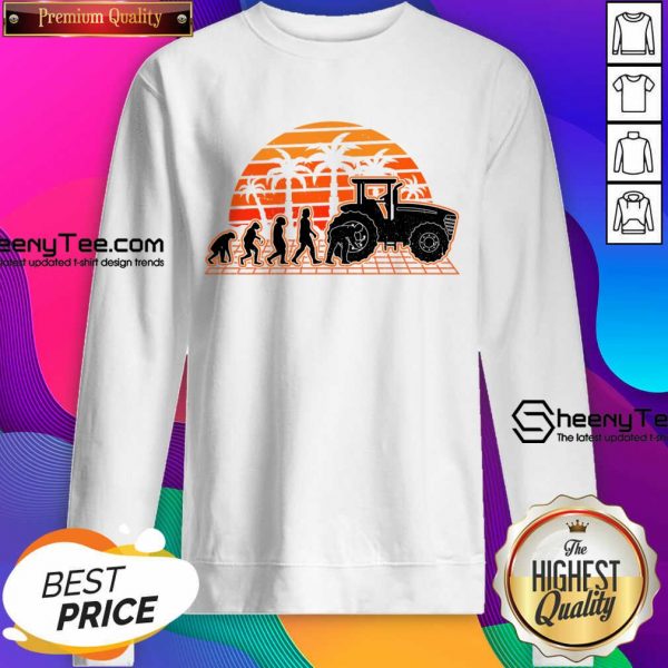 Farm Equipment Mechanic Evolution Sunset Tractor Sweatshirt