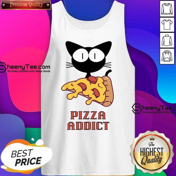 Cat Eating A Pizza Addict Tank Top