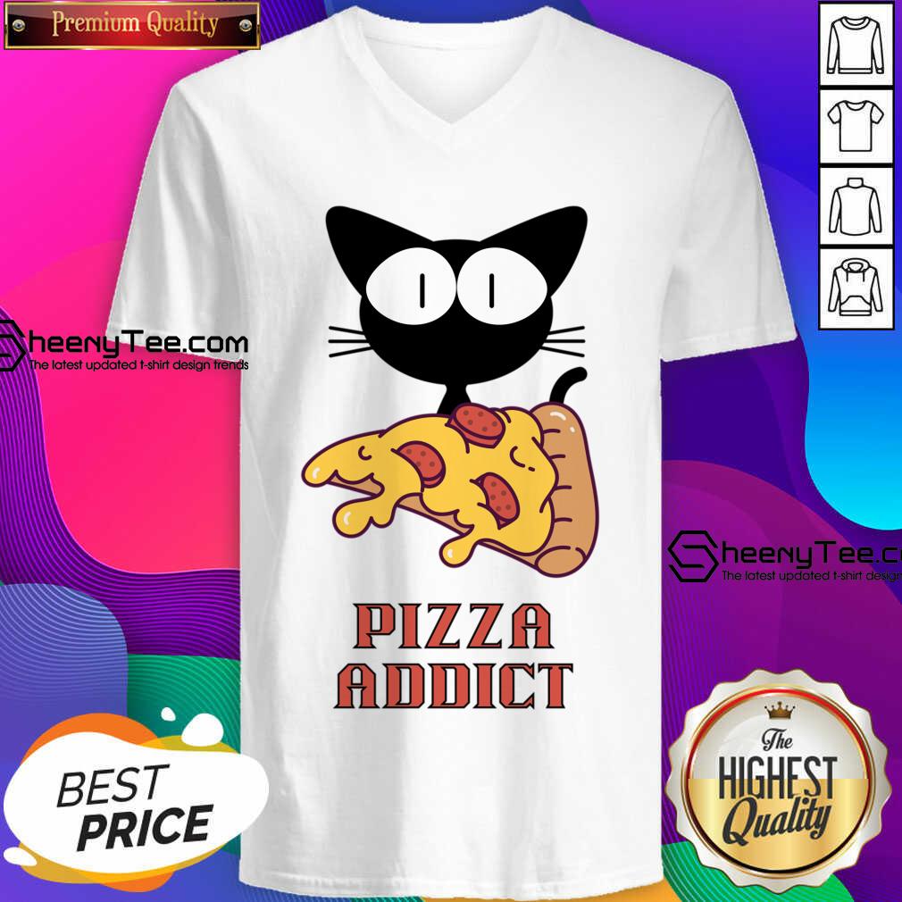 Cat Eating A Pizza Addict V-neck