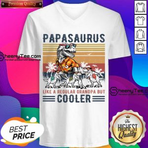 Papasaurus Like A Regular Grandpa But Cooler Dinosaur V-neck